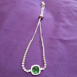 Green Gem Silver Adjustable Bracelet